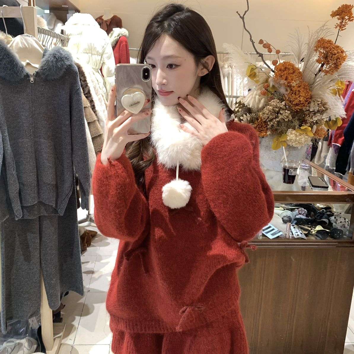 AS OFFICIAL-裙两件套装(配毛毛围巾)(含11羊毛)(包出片的)80658