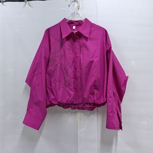 莱瑞JR8106女新款时尚韩版衬衣宽松刺绣落肩减龄棉质春装2026上衣