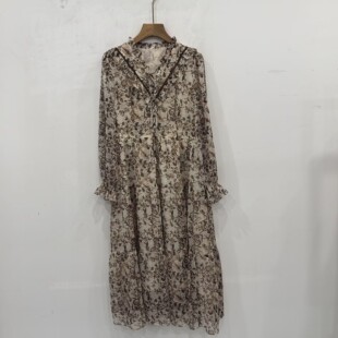 气质连衣裙春夏2026女新款 奕路莎E27BL111时尚 显瘦碎花雪纺中长款