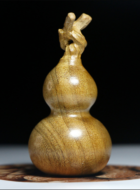 ㊣金丝楠木葫芦手把件木雕摆件