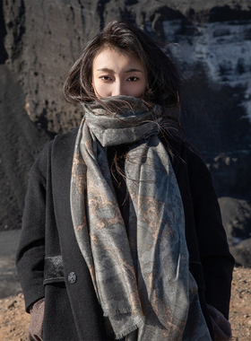 【暮色大地】100%纯山羊绒围巾女