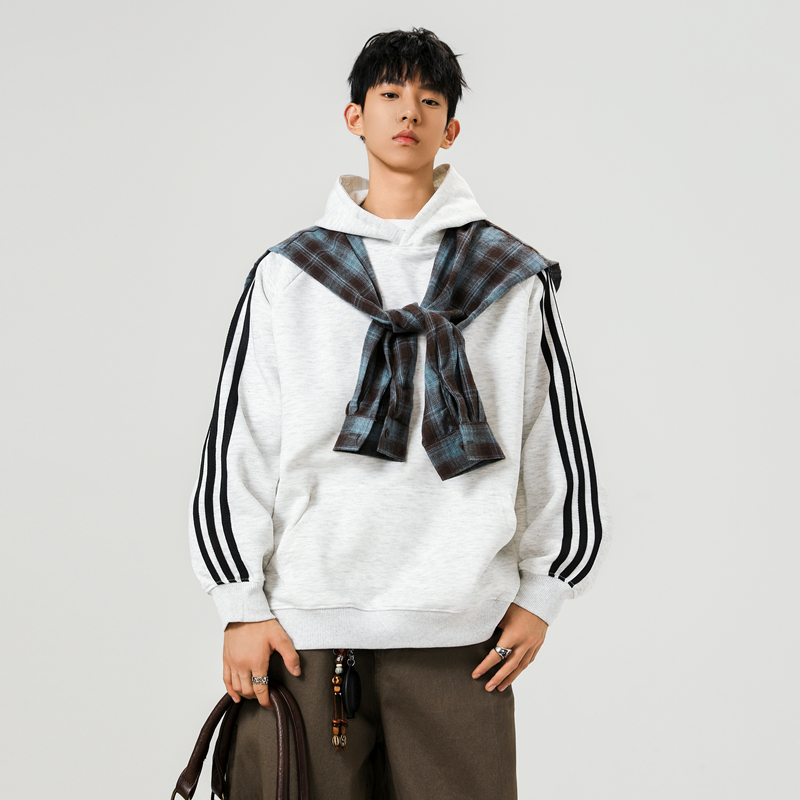 SMILEISLAND 撞色拼接连帽卫衣春秋季条纹百搭高级感外套