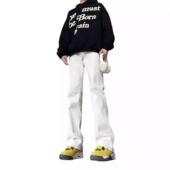 美式 微喇系系腰带牛仔长裤