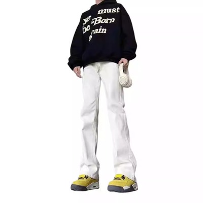 美式微喇系系腰带牛仔长裤