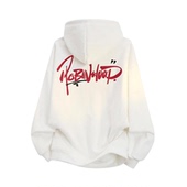 美式 高街复古花体字logo手绘涂鸦字母印花连帽卫衣