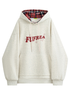 SMILE ISLAND 美式复古星星涂鸦品牌字母印花经典撞色连帽卫衣