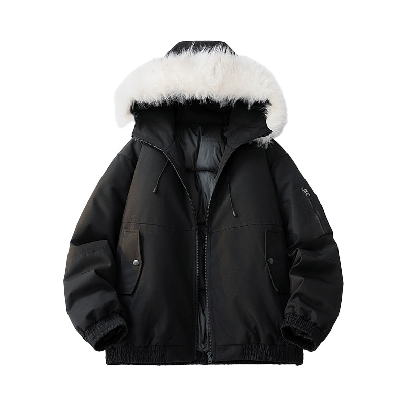 SMILEISLAND 美式潮牌座山雕毛领羽绒棉服男款秋冬情侣棉衣外套男