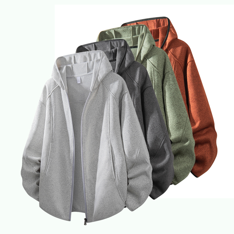 SMILEISLAND 美式纯色连帽开衫卫衣春秋季新款宽松休闲拉链外套