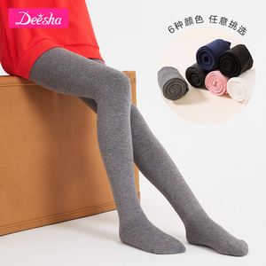 笛莎女童连裤袜秋冬加绒加厚打底裤棉袜儿童白色舞蹈袜子舞蹈专用