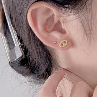 气质ins风耳环 925纯银猪鼻子耳钉耳钉简约时尚 韩国韩版 JIE