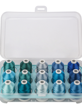 Simthread星思盟蓝色系列500米8色涤纶丝120D/2电脑绣花线机器用