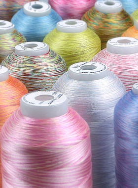Simthread涤纶冰丝电脑绣花线多色渐变色段染五彩线4000-5000米每