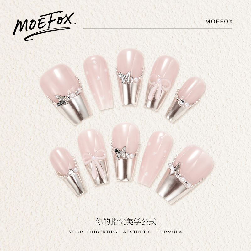 Moefox穿戴甲中短款纯手工美甲指甲贴片2025新款高级感中梯中长款