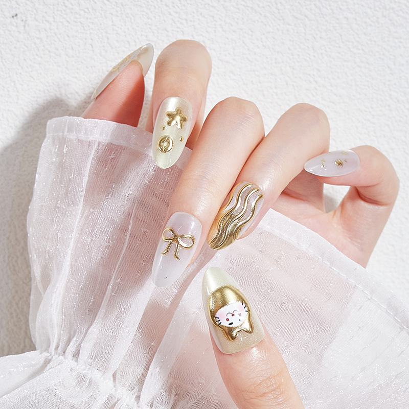 穿戴甲纯手工美甲2026新款高级感黄黑皮显白新娘拍婚纱照指甲贴片