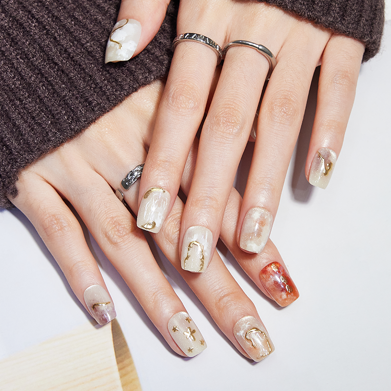 穿戴甲纯手工美甲2026新款高级感黄黑皮显白新娘拍婚纱照指甲贴片