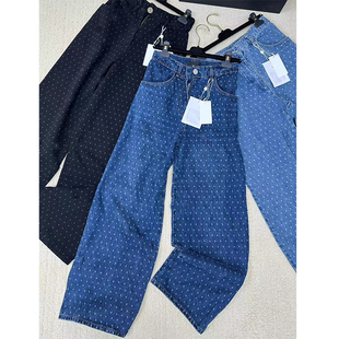 王心凌同款南油小香风双C2024新款裤子高腰直筒阔腿牛仔裤女秋冬