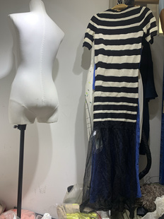 条纹针织长袖连衣裙长款a字裙修身加长拖地裙内搭打底裙高个子裙