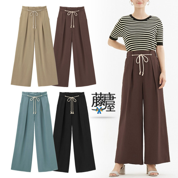 出口日本清爽舒适系绳人棉长裤