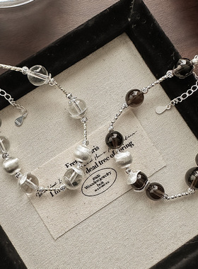 S925纯银复古高级优雅时尚百搭个性美拉德秋冬虎眼石珍珠女手链