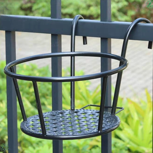 铁艺栏杆护栏阳台花架客厅吊兰置物架悬挂式花盆架防盗网支撑篮子