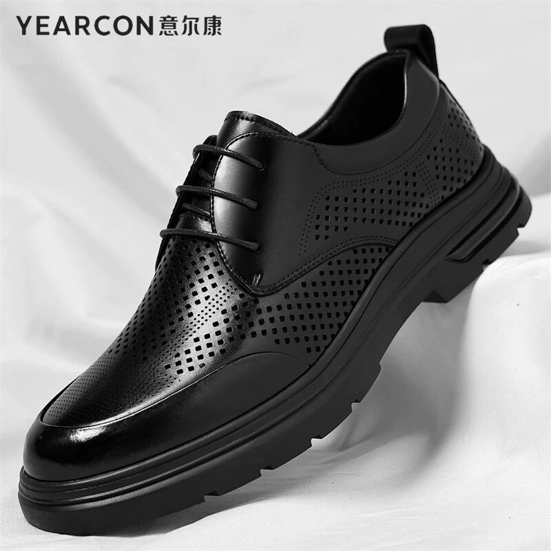 意尔康皮鞋男2026春夏季新款男士镂空透气商务正装休闲鞋真皮凉鞋