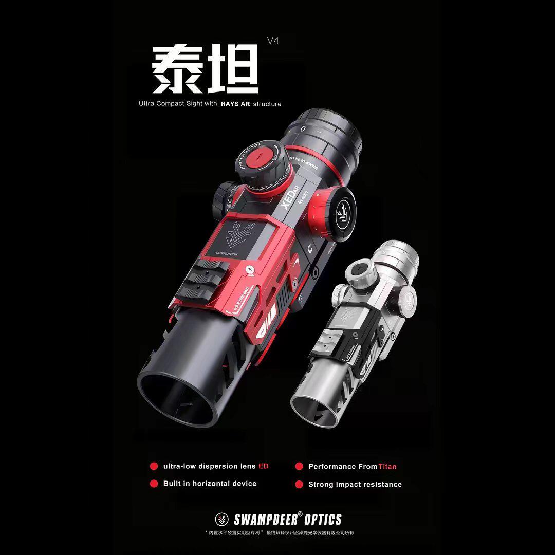 沼泽鹿泰坦V4定倍四倍望远镜高抗震防水内置水平仪高清绿膜镜片