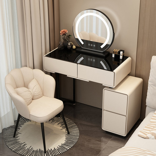 2025新款梳妆台现代卧室简约小户型卧室岩板一体化妆桌