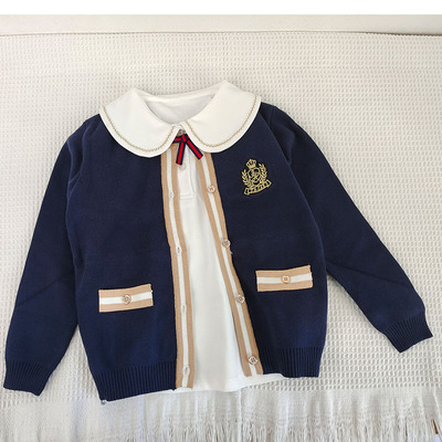 学院风女童纯棉针织开衫