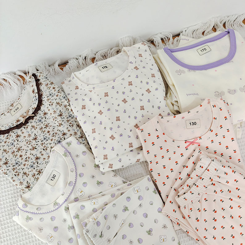 女童莱卡棉印花秋衣秋裤套装