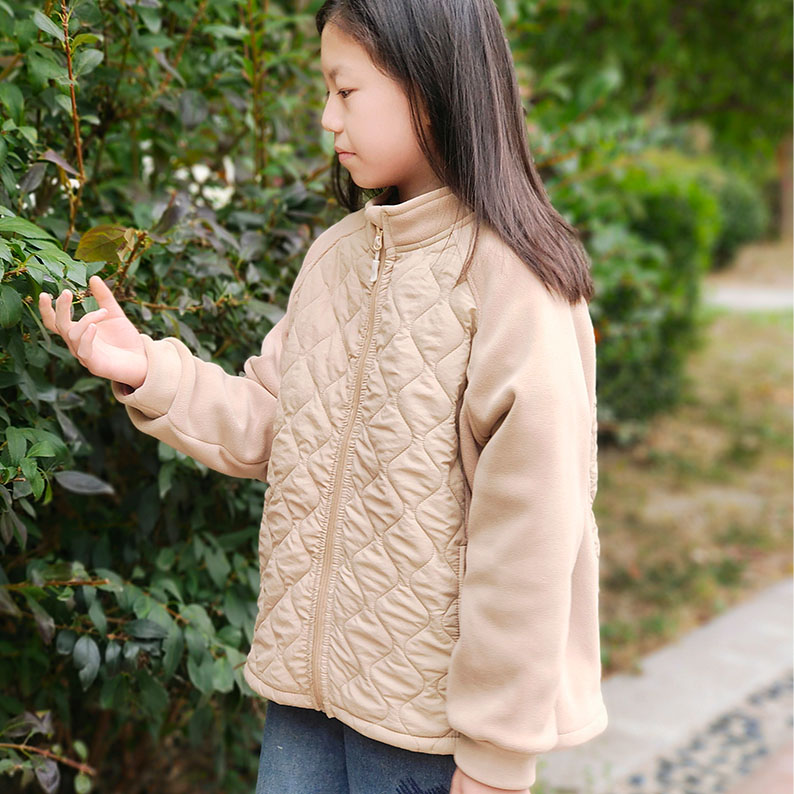 深秋男女童薄棉奥丽绒拼接外套