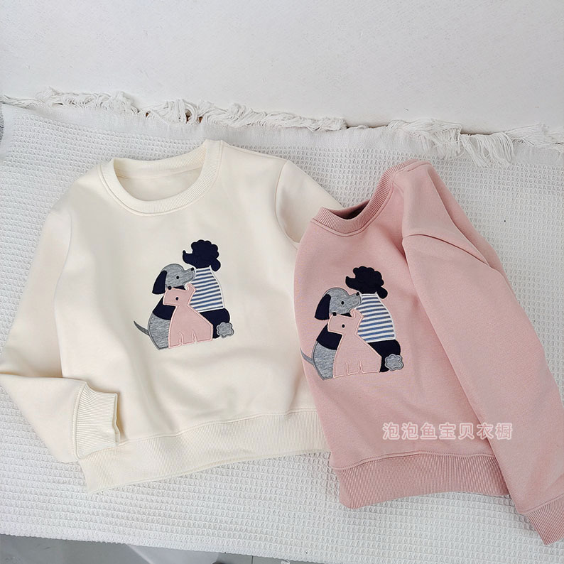 冬季女童加绒圆领休闲卫衣