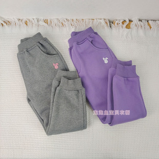清仓不退换女童拉绒运动裤 子120-16深秋初冬兔子儿童休闲薄绒裤