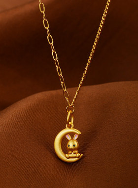 金色项链女保色鸳鸯锁骨链女生