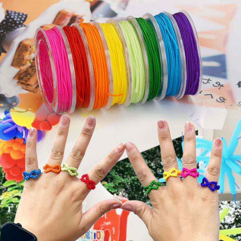 送编织教程多巴胺彩色戒指材料包