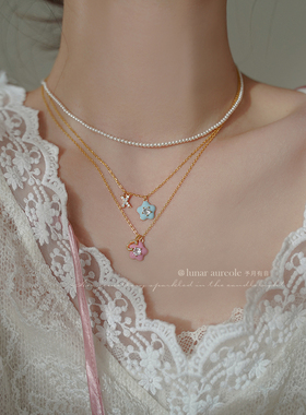 予月有音花花项链925银