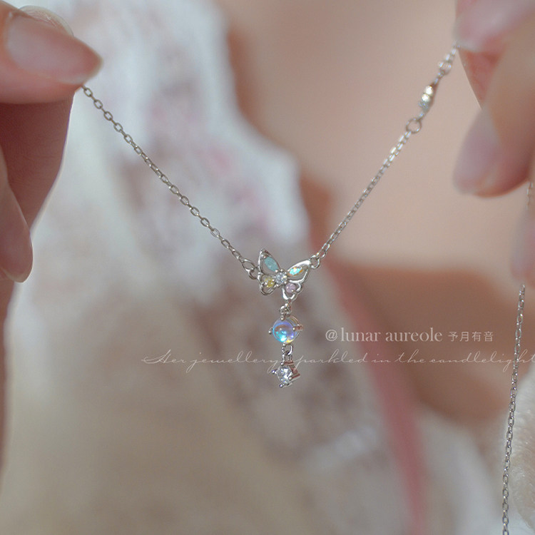 予月有音小蝴蝶项链s925纯银