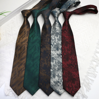 领带墨绿系新款T台走秀搭配男士条纹花色手打领带结婚时尚necktie