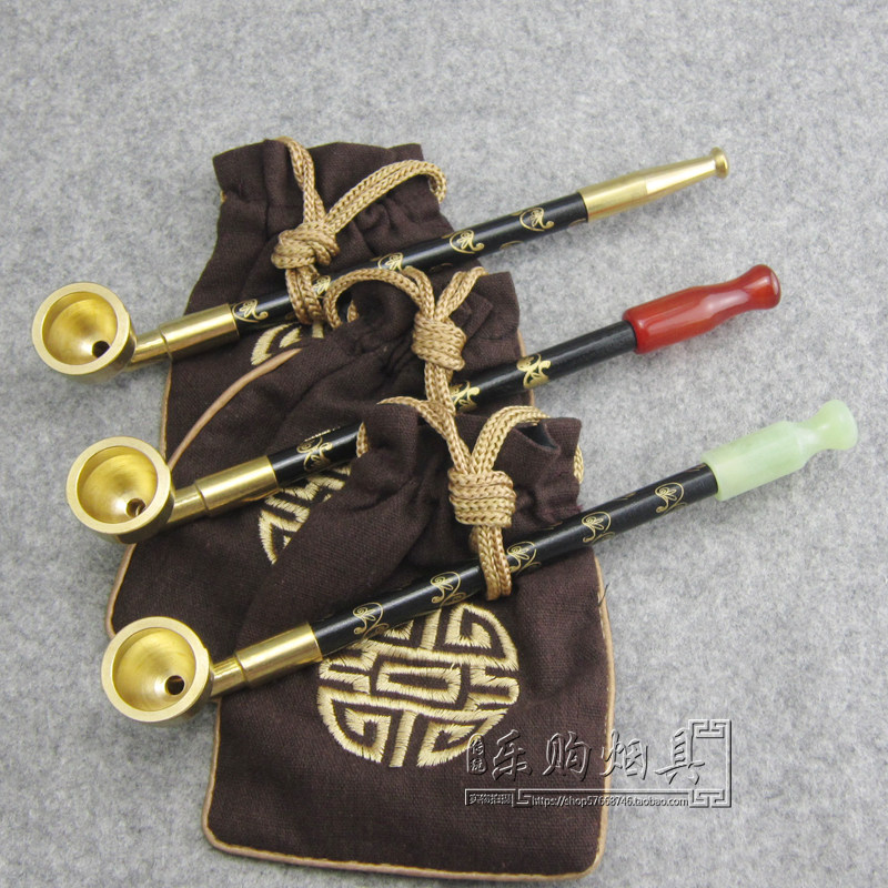 手工老式烟斗旱烟袋锅子玛瑙玉石烟嘴旱烟杆复古老人烟袋锅 大锅