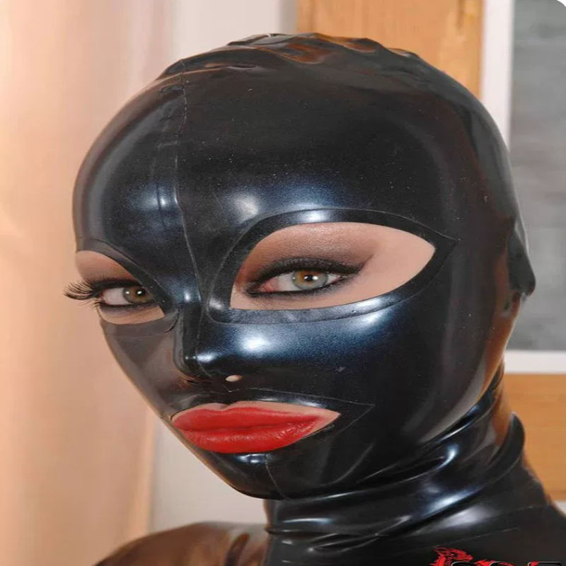 YINUO乳胶头套乳胶面具乳胶面罩开眼鼻嘴弧形裁剪Latex mask 定制