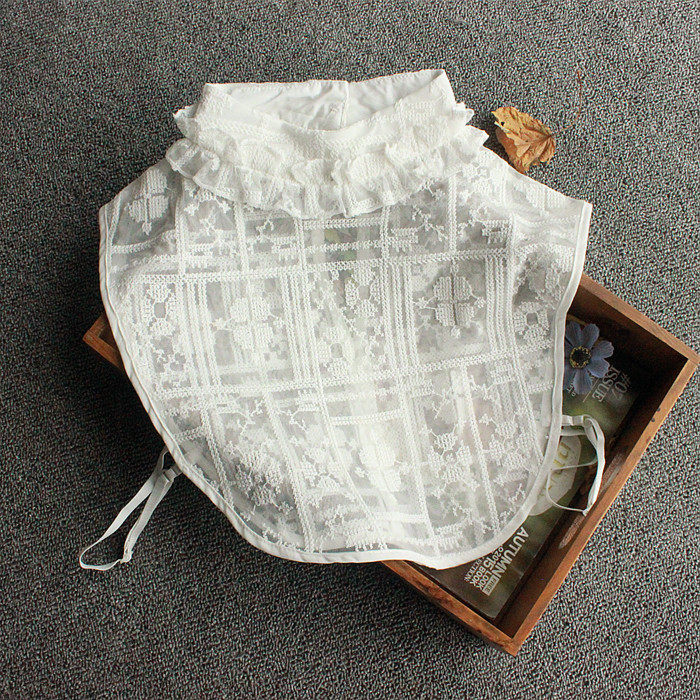 春秋冬新款韩版甜美蕾丝装饰领小立领刺绣假领子公主范毛衣领打底