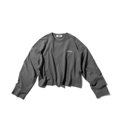 ULSUM短款长袖T恤轻磅深灰色