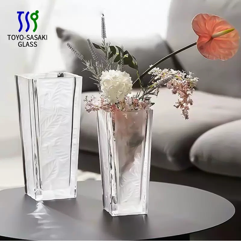 日本进口东洋佐佐木玻璃花瓶简约家居装饰客厅桌面插花器干花花瓶