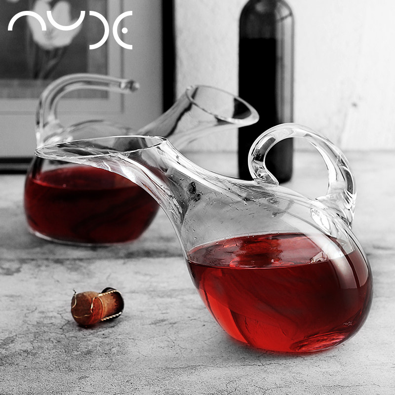 土耳其进口帕莎无铅水晶醒酒器透明玻璃红酒分酒器个性醒酒壶手柄