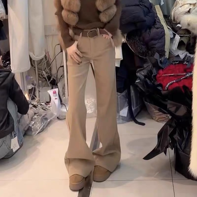 2025冬新款韩版时尚百搭显瘦设计感小众休闲裤加绒加厚微辣牛仔裤