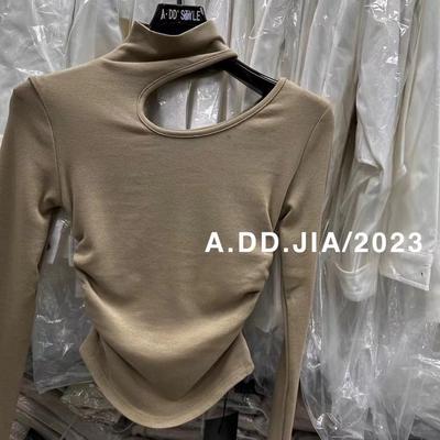 半高领磨毛长袖T恤女冬季新款