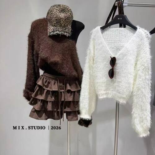 26年秋季上新简约宽松纯色百搭保暖毛衣女潮
