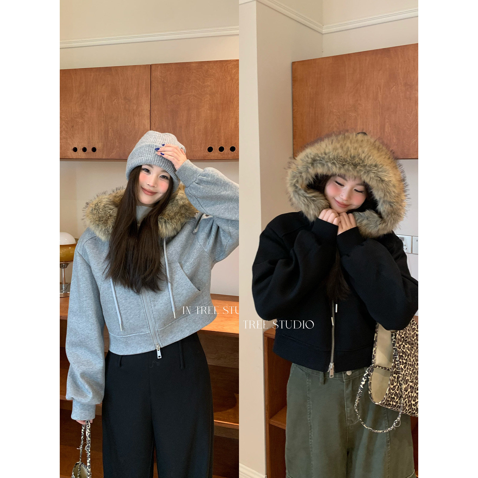 喵胖张桶桶【领间暖阳】时尚炸街毛领连帽短款羽绒夹克,女装/女士精品,短外套,淘宝优惠券,粉丝福利购,淘宝优惠卷