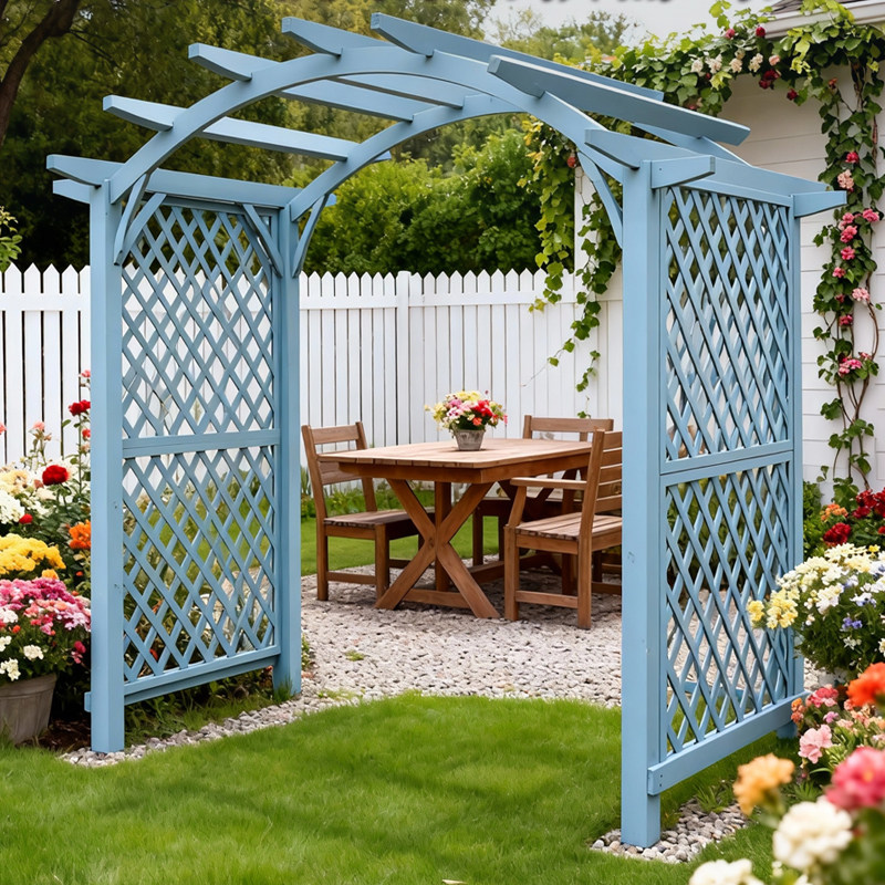 户外防腐木拱形花架拱门室外院子庭院花园全实木月季葡萄爬藤架子