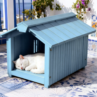 阳台家用防腐木大型犬半封闭式宠物狗窝四季通用户外实木小狗狗屋