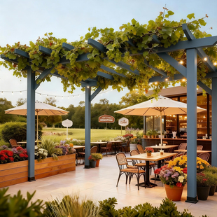 防腐木葡萄架户外咖啡厅装饰长廊凉亭亭子小木屋遮阳棚雨棚爬藤架